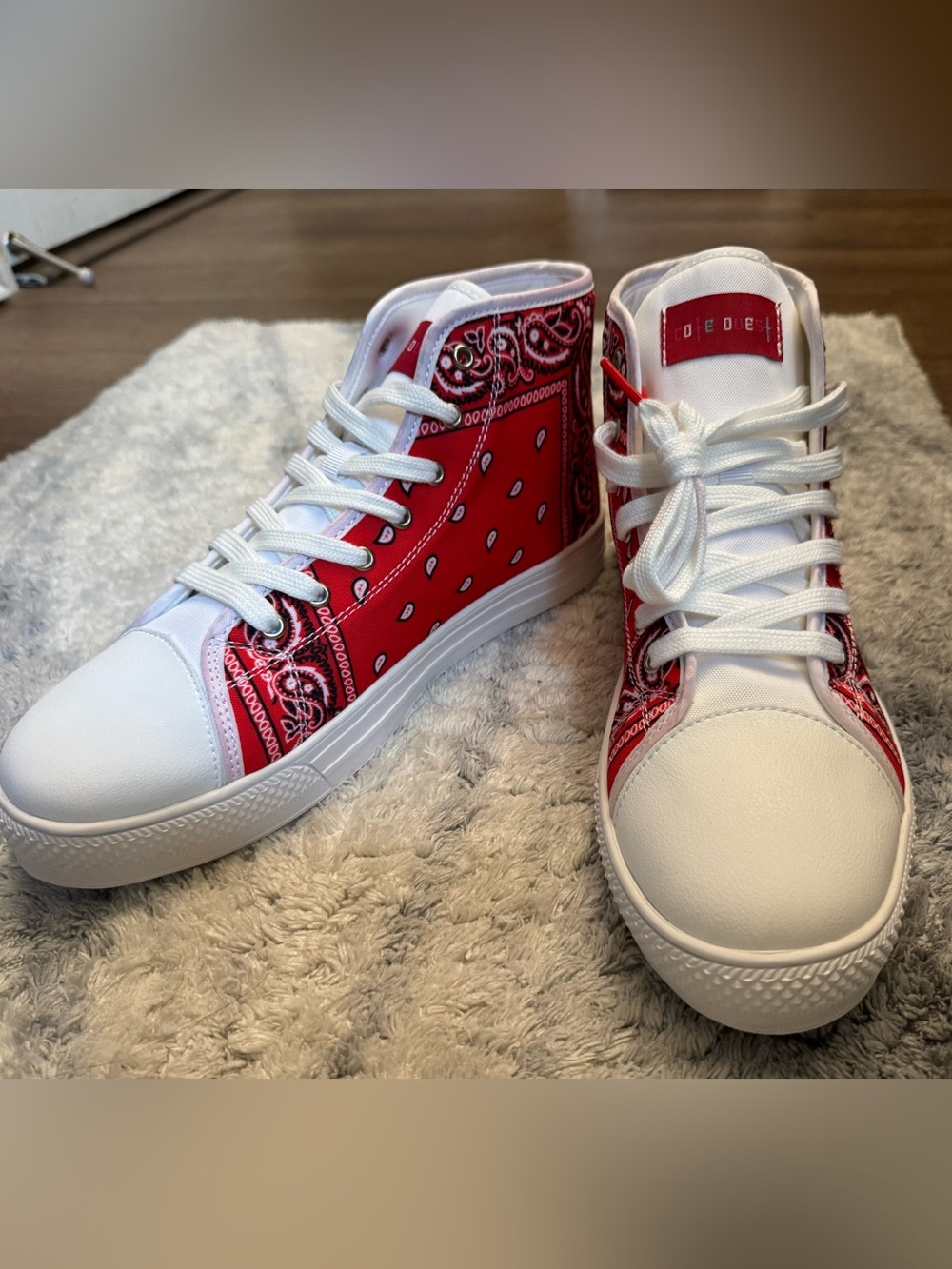 Red Bandana High-Top Sneakers - men’s
